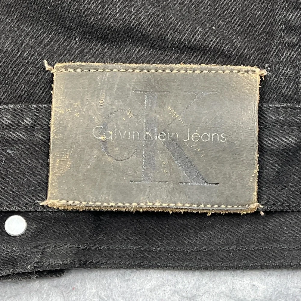 VTG Calvin‎ Klein Jean Jacket Men's Large Black Denim Trucker Hand Pockets USA
